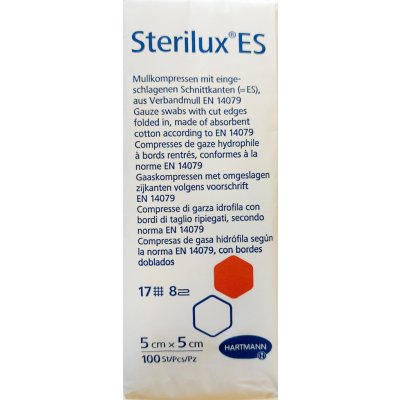 Sterilux ES Nesterilní kompres 5 x 5 cm 17 vláken 8 vrstev 100 ks – Zbozi.Blesk.cz