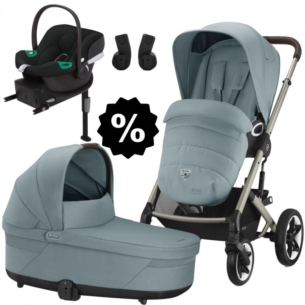 CYBEX Set Talos S Lux + korba + adaptéry + autosedačka + základna 2024 Sky Blue Taupe Frame