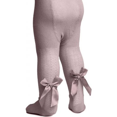 Kojenecké vzorované punčocháčky s mašličkou pudrové – Zboží Dáma