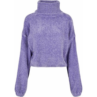 Urban Classics Ladies Short Chenille Turtleneck sweater lavender