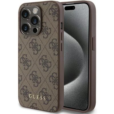 Guess iPhone 15 Pro hnědé hard case 4G Metal zlaté Logo – Zbozi.Blesk.cz