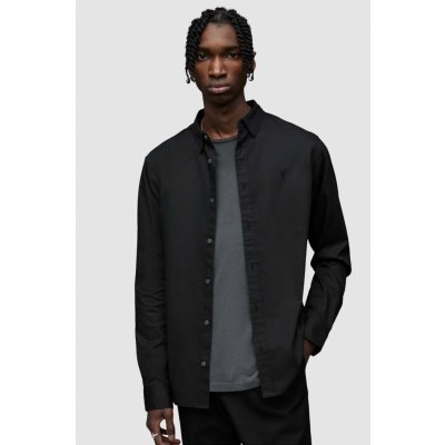 AllSaints pánská košile regular s límečkem button-down černá MS254U