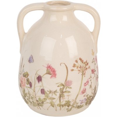 Keramická váza s oušky a lučními květy Flowers of Love M - Ø 14*18 cm - Clayre & Eef – Hledejceny.cz