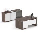 Nábytek Designový cz DLZ13 Manažerská sestava stolu se skříní SOLID Z13 jilm roya bílá – Zboží Dáma