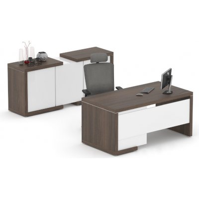 Nábytek Designový cz DLZ13 Manažerská sestava stolu se skříní SOLID Z13 jilm roya bílá – Zboží Dáma