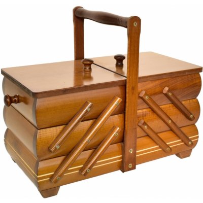 Kazeta na šití rozkládací světle hvědá 32,5x16x/27,5 cm – Zboží Dáma