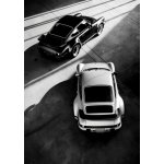 Plakát, Obraz - Classic Contrast: Black and White Porsche 911, 30 × 40 cm – Zboží Dáma