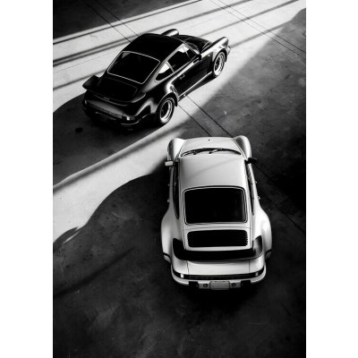 Plakát, Obraz - Classic Contrast: Black and White Porsche 911, 30 × 40 cm – Zboží Dáma