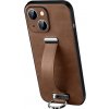 Pouzdro a kryt na mobilní telefon SULADA Apple iPhone 15 - poutko + kroužek - ochrana kamery - umělá kůže - hnědé