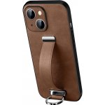 SULADA Apple iPhone 15 - poutko + kroužek - ochrana kamery - umělá kůže - hnědé – Zboží Mobilmania