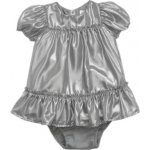 GAP Baby saténové šaty Šedá – Zboží Dáma