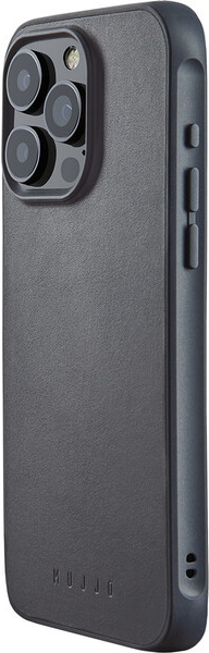 Mujjo Impact Leather iPhone 15 Pro Max šedomodré