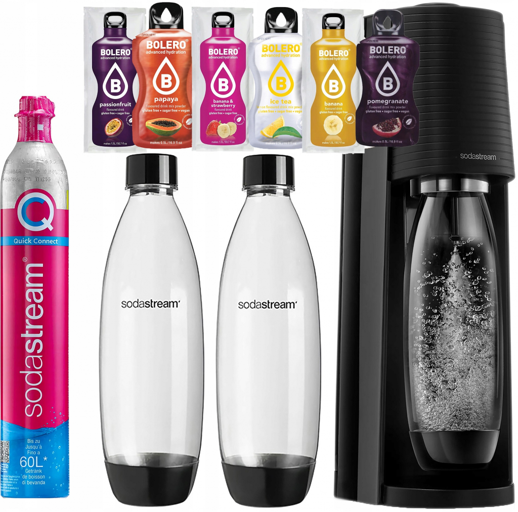 SODASTREAM TERRA black + láhve FUSE a JET