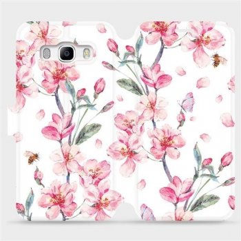 Pouzdro Mobiwear parádní flip Samsung Galaxy J5 2016 - M124S Růžové květy