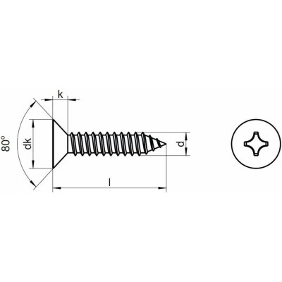 šroub do plechu 4.2x32 A2 NEREZ zápustná hlava křížová drážka (Philips) DIN 7982 C-H – Sleviste.cz