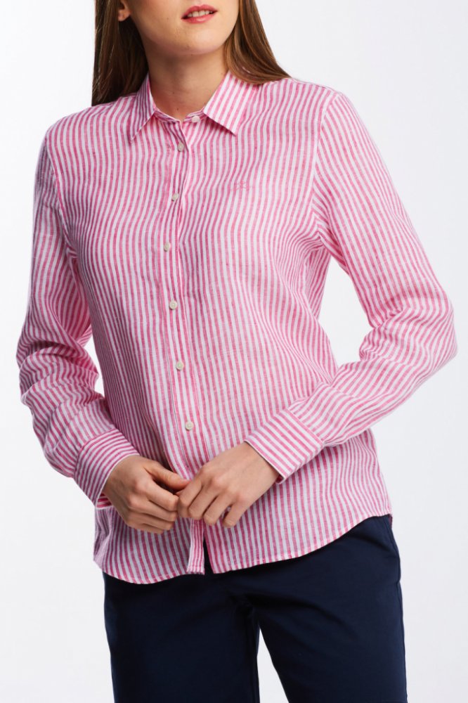 Gant dámská košile GANT LINEN CHAMBRAY STRIPE SHIRT růžová | Srovnanicen.cz