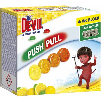 Dr. Devil Lemon Fresh Push Pull WC blok bez košíku 4 x 20 g – Zboží Mobilmania