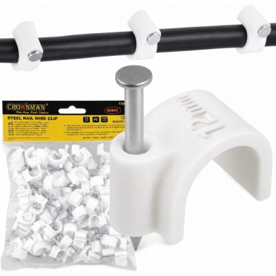 BERGE Držáky kabelů pro kabelové girlandy s hřebíky 12 mm, 100 kusů, bílé CM-1790112-1 – Hledejceny.cz