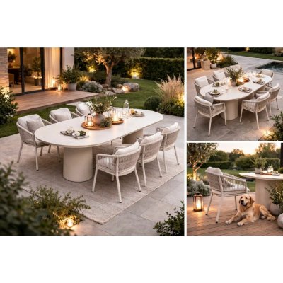 Hartman Valencia & Altea – oválný stůl 220×100 cm + 6 křesel beige – Hledejceny.cz