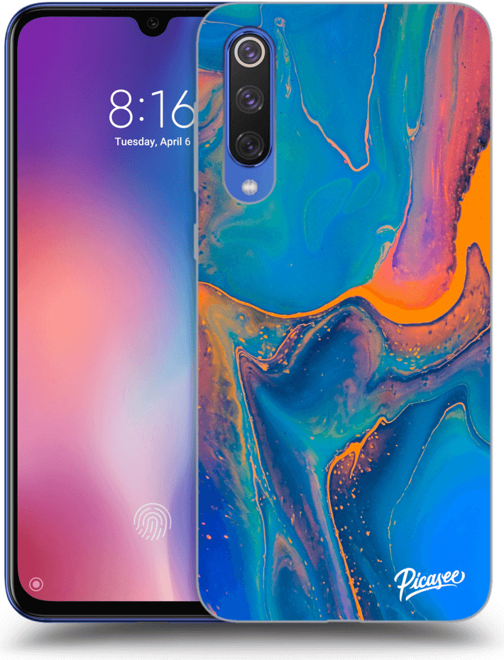 Pouzdro Picasee silikonové Xiaomi Mi 9 SE - Rainbow černé