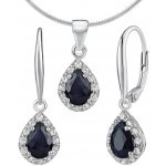 SILVEGO Set stříbrných šperků VERONA s pravým safírem náušnice a přívěsek JJJ1393SA – Zboží Mobilmania