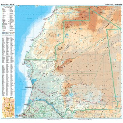 Gizi Map Mauritánie - nástěnná mapa 98 x 87 cm Varianta: bez rámu v tubusu, Provedení: laminovaná mapa v lištách