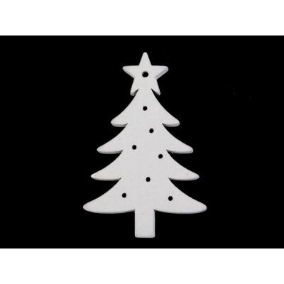 Dřevěné dekorace vánoční vločka hvězda stromeček zvoneček koník sob k zavěšení k nalepení Balení: 6 ks Varianta: 3 bílá strom – Zbozi.Blesk.cz