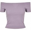 Dámská Trička Ladies Off Shoulder Rib Tee dustypurple