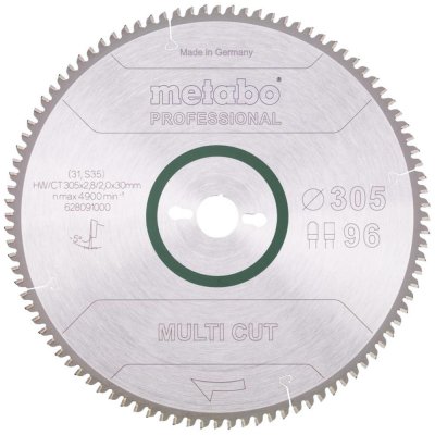 Metabo Pilový kotouč ze slinutého karbidu "multi cut" HW/CT, 305 x30 96 FZ/TR5 628091000 Průměr: 305 mm Počet zubů (na palec): 96 Tloušťka:2 mm – Zboží Mobilmania