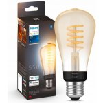 Philips Hue Bluetooth LED White Ambiance filamentová žárovka 8719514301467 E27 ST64 7W 550lm 2200-4500K černá, stmívatelná Studená bílá – Zboží Živě