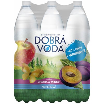 Dobrá voda jablko a švestka neperlivá 6 x 1,5 l