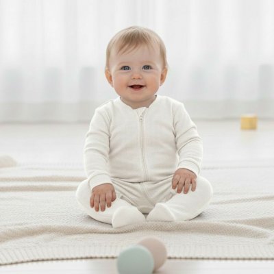 Baby Service Kombinéza na zip obdélník bilá Česká výroba – Zboží Dáma