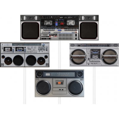 Zápichy do dortu - Sada 4 ks - Rádia, boomboxy, kazeťáky - #1 – Sleviste.cz