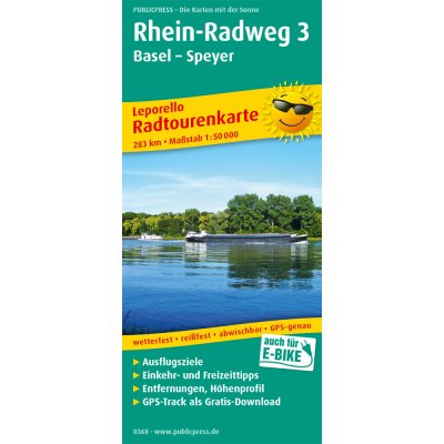 cyklomapa Rhein Radweg 3 Basel-Speyer 1:50 t. laminovaná – Zboží Mobilmania