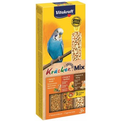 Vitakraft KRÄCKER tyčinky MIX ANDULKA med & pomeranč & popkorn 90 g – Zboží Dáma