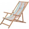 Zahradní židle a křeslo 43998 vidaXL Skládací plážové křeslo látka a dřevěný rám vícebarevné