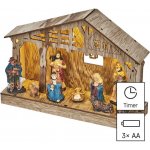 Emos LED dřevěná dekorace vánoční betlém 5 LED 19cm 3×AA časovač teplá bílá DCWW14 – Sleviste.cz