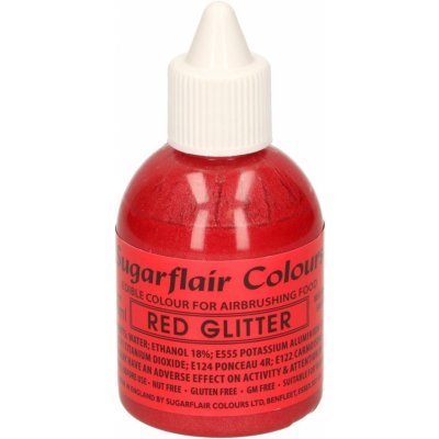 Sugarflair GLITTER RED Trblietavá červená potravinárska airbrush farba 60 ml – Hledejceny.cz