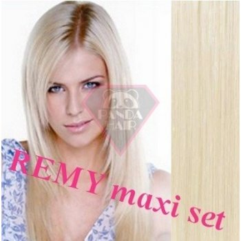 Clip in maxi set 53cm pravé lidské vlasy – REMY 200g – PLATINA