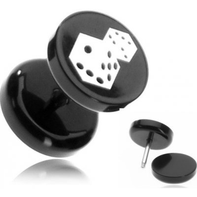 Šperky eshop plug do ucha z akrylu hrací kostky na černém kolečku PC33.07 – Zboží Mobilmania