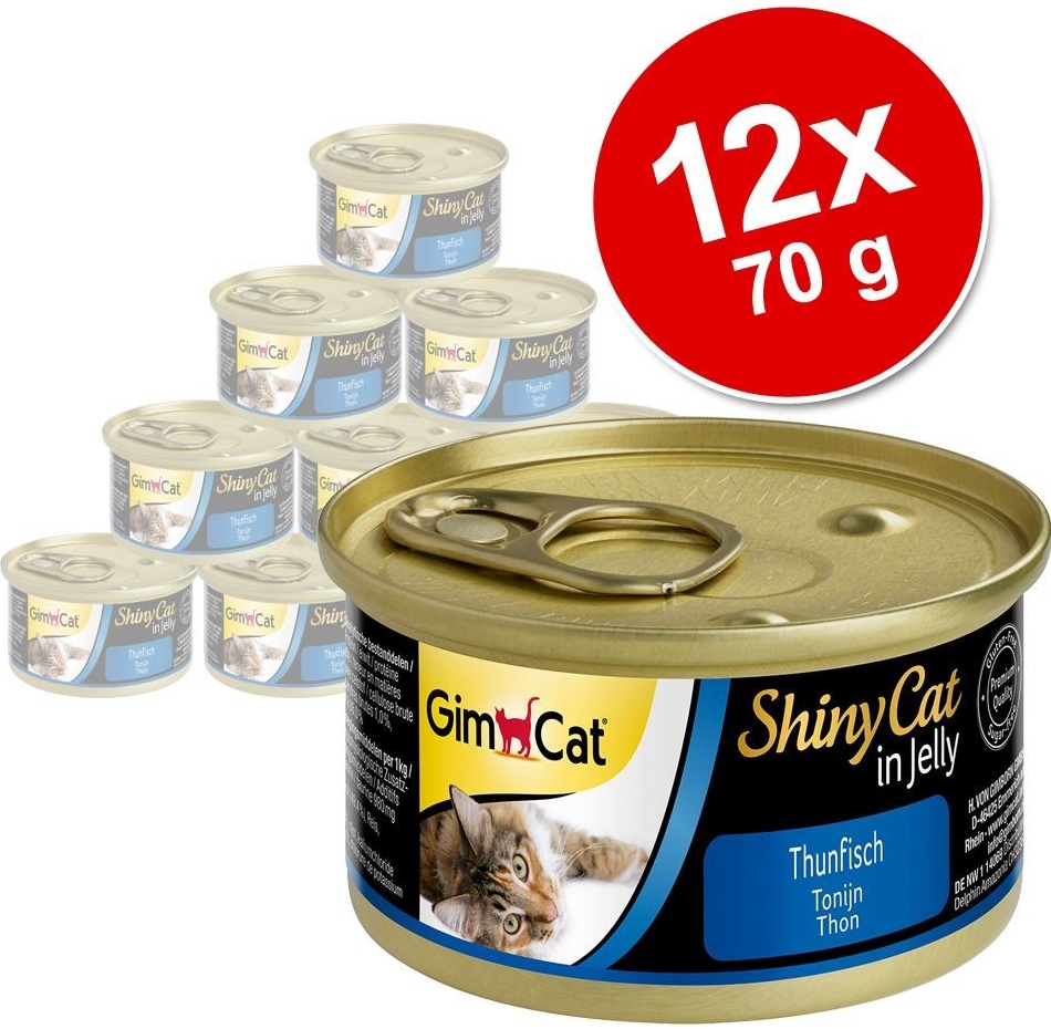 GimCat ShinyCat Jelly Tuňák & krevety 12 x 70 g