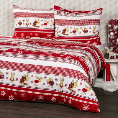 4Home Vánoční flanel povlečení Sobíci 200x220 2x70x90 – Zboží Mobilmania