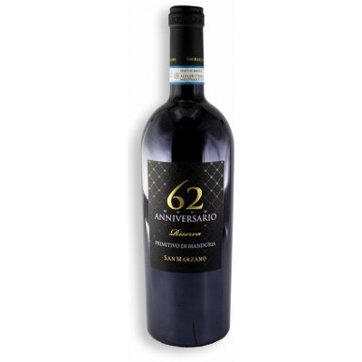 San Marzano 62 Anniversario Primitivo di Manduria Riserva červené 2018 14,5% 0,75 l (holá láhev) – Hledejceny.cz