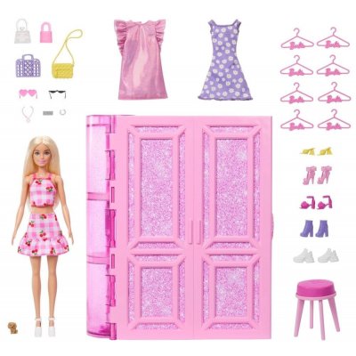 Mattel Barbie Šatník snů v pastelových barvách s panenkou oblečky a doplňky HXD58 – Zboží Dáma