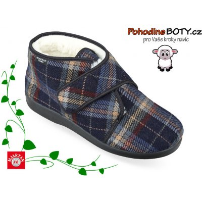Pánské kotníkové papuče na suchý zip hnědé káro 816 – Sleviste.cz