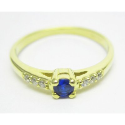 Klenoty Budín Elegantní zlatý prsten s modrým safírem 226041102
