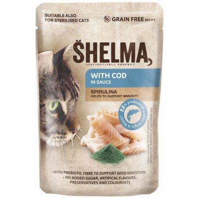 Shelma kočka s treskou a spirulinou v omáčce 28 x 85 g