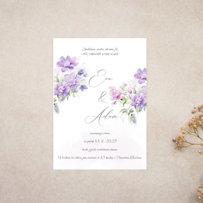 Svatební oznámení Fialkové kvítky 1 – Zboží Dáma