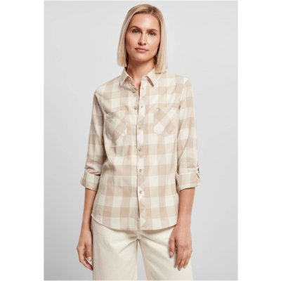 Ladies Turnup Checked Flanell shirt whitesand/lighttaupe – Zboží Dáma