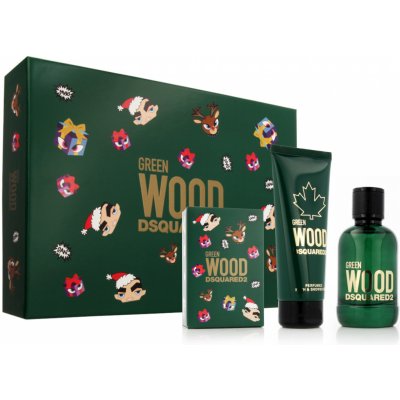 Dsquared2 Green Wood EDT 100 ml + sprchový gel 100 ml + pouzdro na karty dárková sada – Zboží Mobilmania